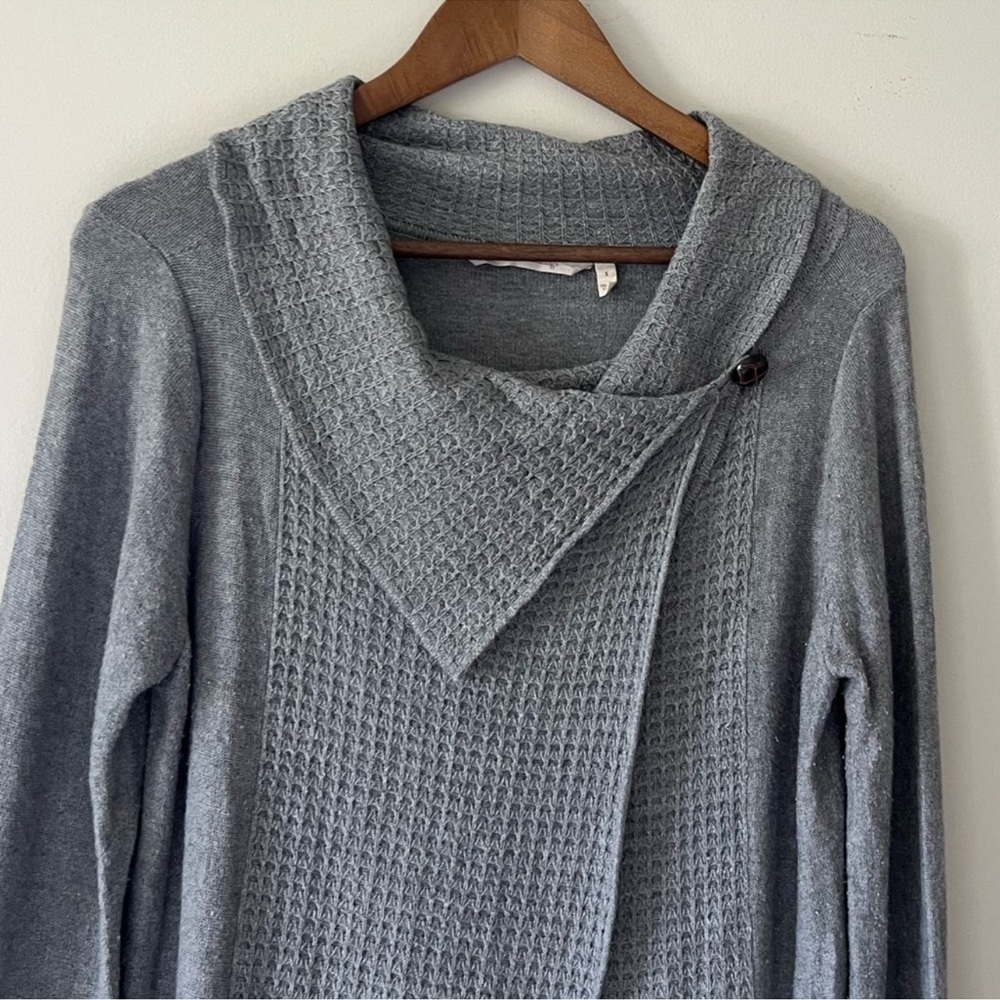 Soft Surroundings Miranda Gray Knit Wrap Cardigan Cowl Neck Size S - Picture 9 of 10